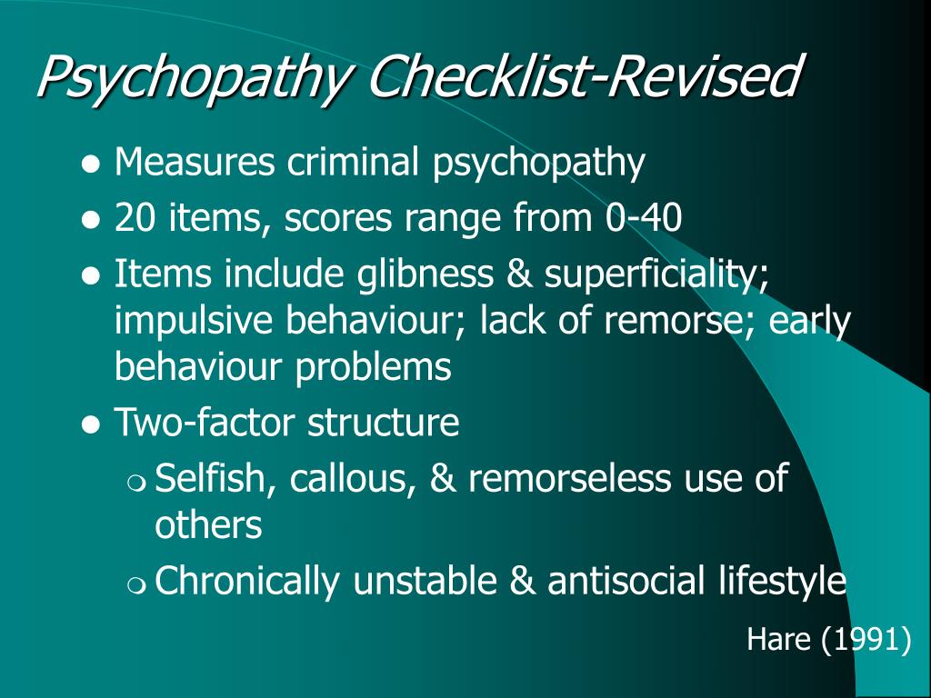 Hares Psychopath Checklist
